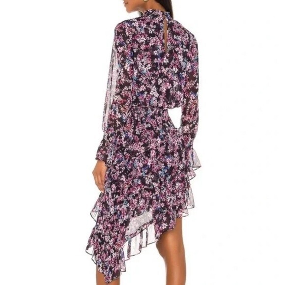 MISA Los Angeles Savanna Asymmetrical Mini Dress with Smoked High Neck Size XS - Picture 4 of 16